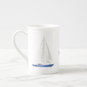 Segelbåt och Blue Anchor Nautical Benporslin Mugg