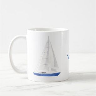 Segelbåt och Blue Anchor Nautical Kaffemugg