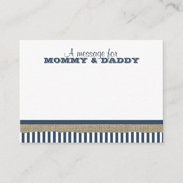 Segelbåt och Blue Rand Baby Shower Message Tilläggskort (Framsida)