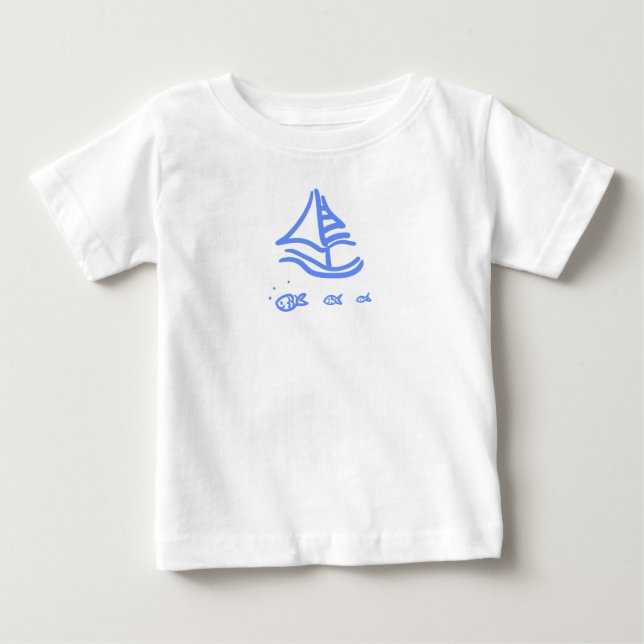Segelbåt och fiskfälla tee shirt (Framsida)