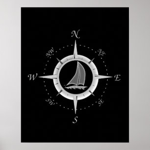 Segelbåt och kompressor Ro Poster