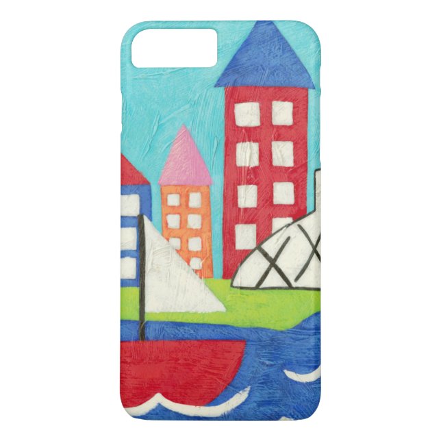 Segelbåt och Luftballong med Cityscape Case-Mate iPhone Skal (Baksida)