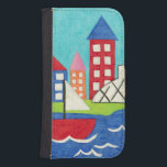 Segelbåt och Luftballong med Cityscape Galaxy S4 Plånboksfodral<br><div class="desc">Ett landskap fungerar som bakgrund för en segelbåt och en luftballong. En ljus sol sjunker ner på scenen och en söt fiskfisk simma under vatten. Köp den här fredliga utskriften idag!</div>