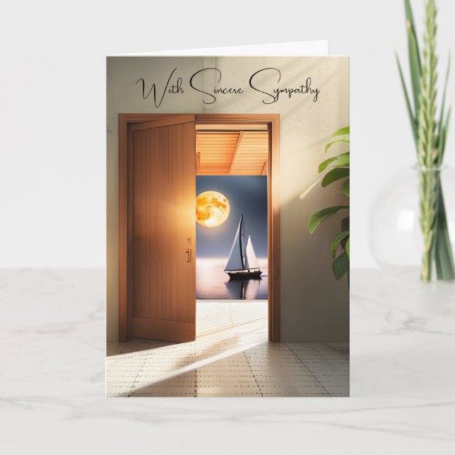Segelbåt och Måne i Doorway-sympati Kort (Framsida)