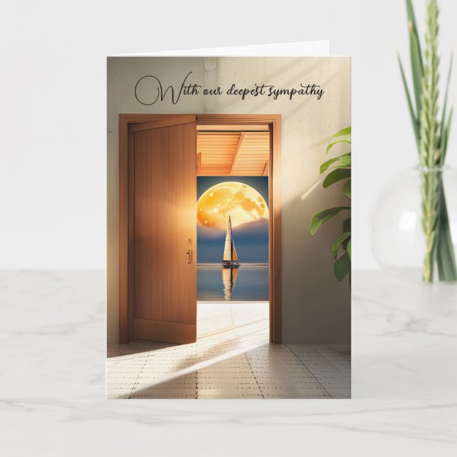 Segelbåt och Måne i Doorway-sympati Kort (Framsida)
