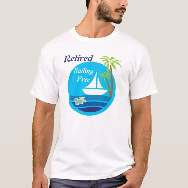 Segelbåt- och sköldpaddaT-tröja T Shirt (Framsida)
