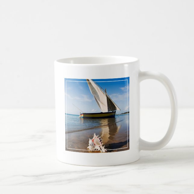 Segelbåt och snäcka | Mocambique, Benguerra loge Kaffemugg (Höger)