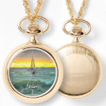 Segelbåt på Banderas Bay 0884 Necklace Watch Armbandsur<br><div class="desc">Måla "Sailboat on Banderas Bay 0884" Collection Personalize på produktsidan eller klicka på knappen "Customize" (Anpassa) för fler designalternativ. Designad från min målning "Sailboat on Banderas Bay 0884" som fångade en segelbåt på Banderas Bay i Puerto Vallarta,  Mexiko. Matchande produkter finns i den här samlingen.</div>