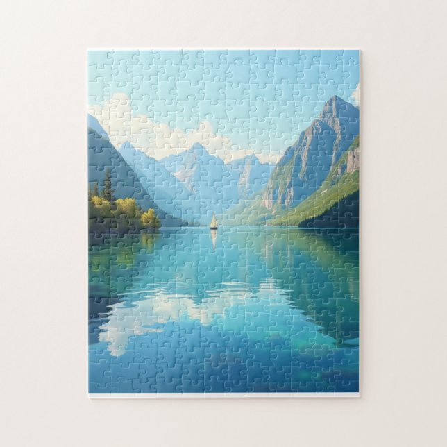 Segelbåt på en klar sjö pussel (Vertikal)