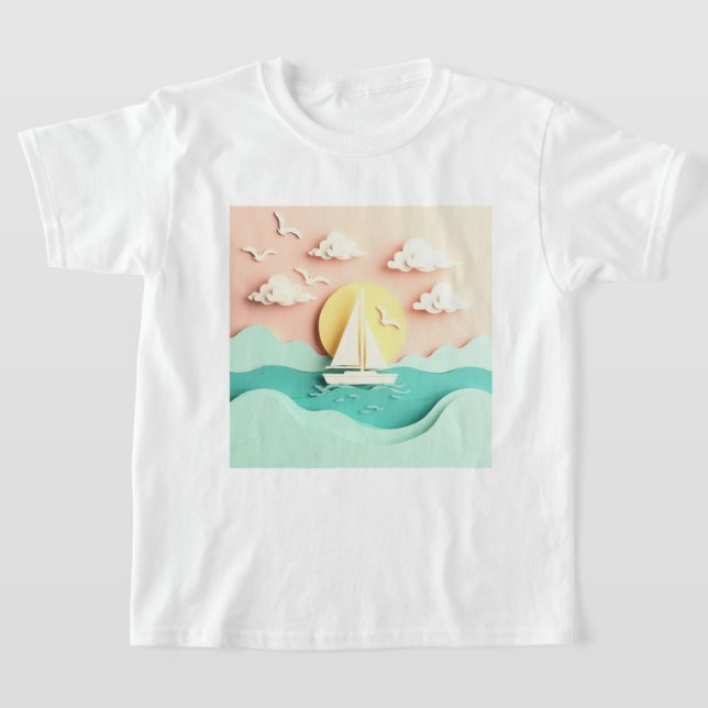 Segelbåt på havet t shirt (Laydown)