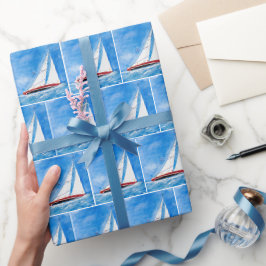 Segelbåt på högsjöns vattenfärg presentpapper