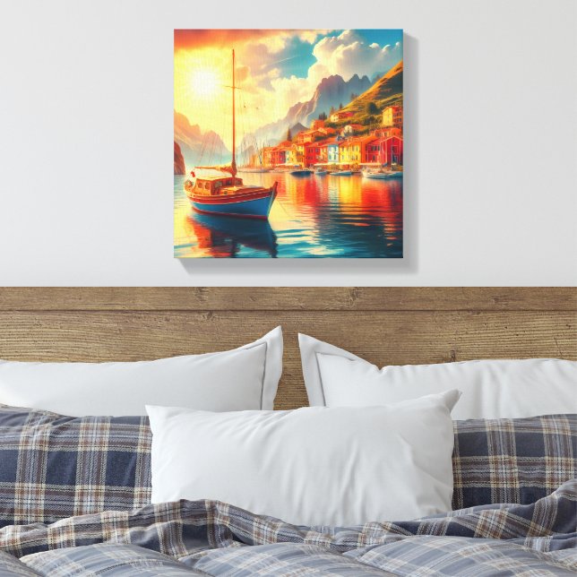 Segelbåt på Lugn Vatten Canvastryck (Insitu (sovrum))