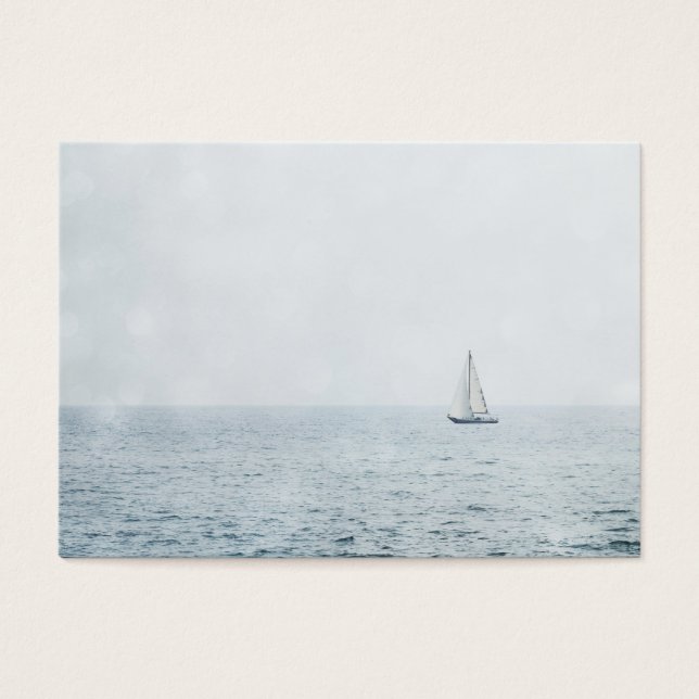 Segelbåt på Misty Blue Ocean Segelbåt Visitkort (Framsidan)