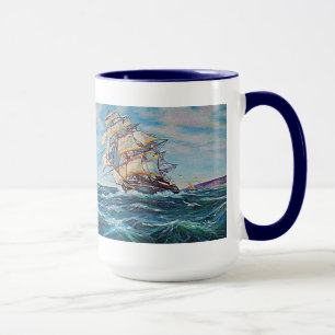 Segelbåt på Oljemålningen Rough Vatten Mugg