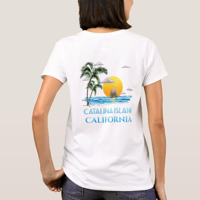 Segelbåt på ön Catalina T-shirt (Baksida)