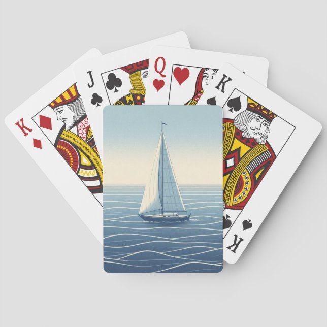 Segelbåt på öppet hav  casinokort (Baksidan)