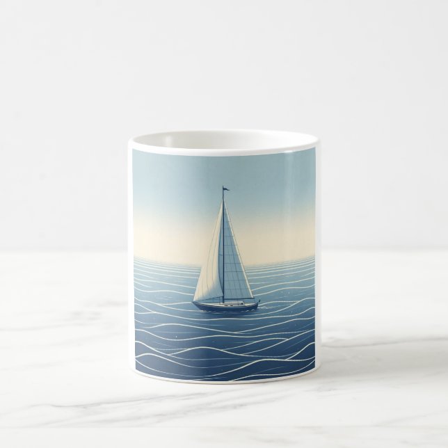 Segelbåt på öppet hav kaffemugg (Center)