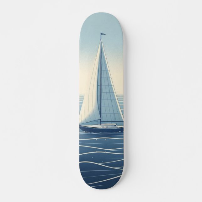 Segelbåt på öppet hav mini skateboard bräda 18,5 cm (Framsida)
