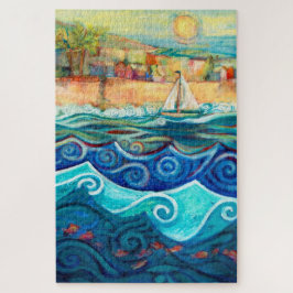 Segelbåt på Sunny Seas Puzzle Pussel