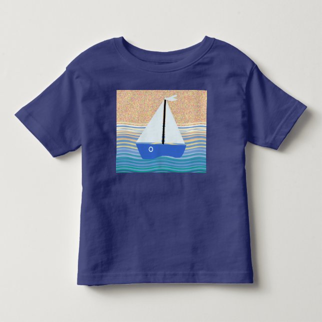 Segelbåt på vinkara havet t shirt (Framsida)