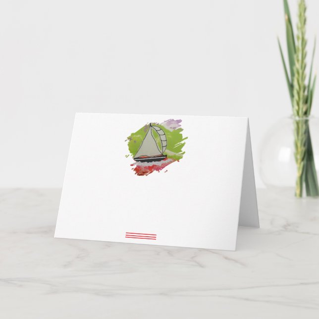 Segelbåt Paintstroke Anteckningskort (Framsida)