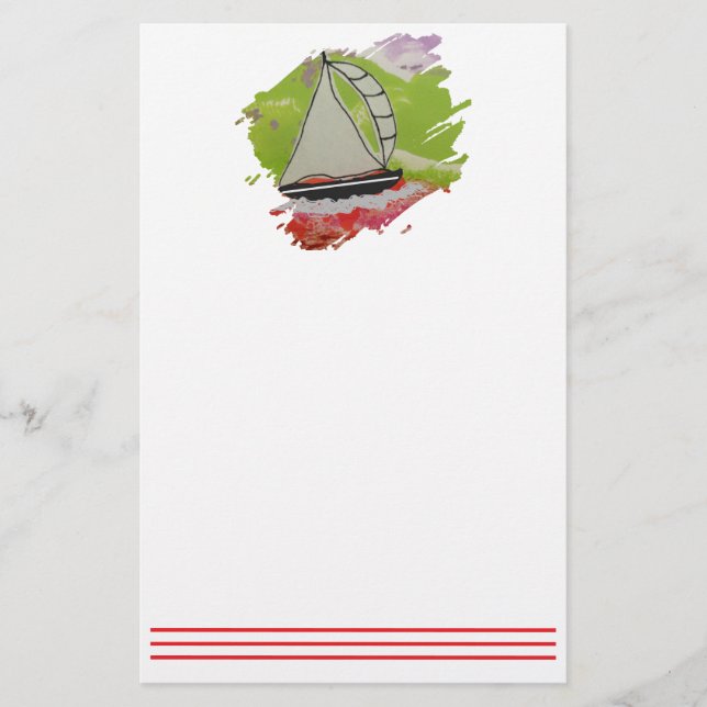 Segelbåt Paintstroke Brevpapper (Framsida)
