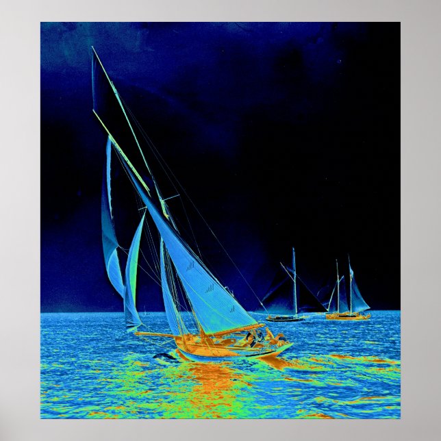 Segelbåt Papoose 1887, färgad Poster (Framsidan)
