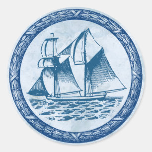 Segelbåt Runt Klistermärke