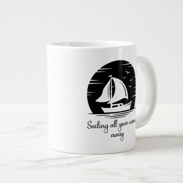 Segelbåt Sailboat Yacht Inspirational Quote Mu Fra Jumbo Mugg (Framsida höger)