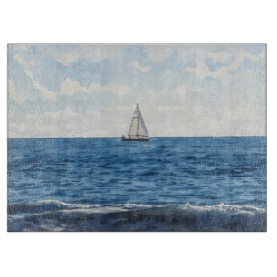 Segelbåt Seglar på det Blå Glaset Ocean