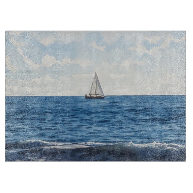 Segelbåt Seglar på det Blå Glaset Ocean (Framsidan)