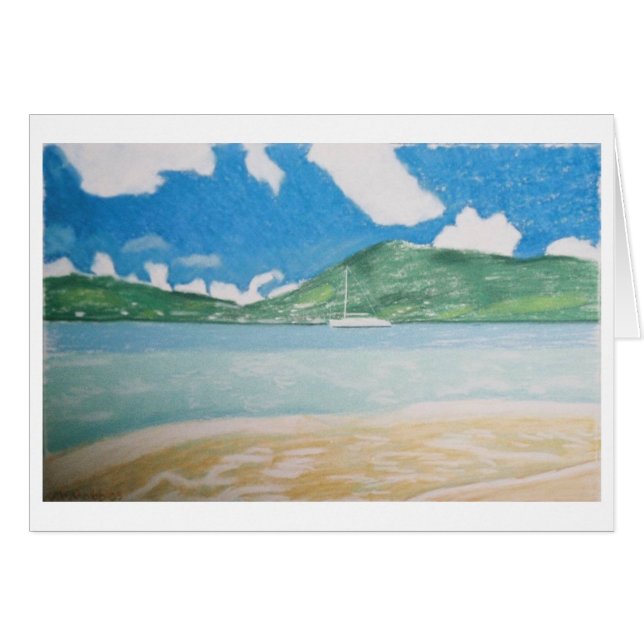 segelbåt & sjölandskap hälsningskort (Framsidan Horizontal)