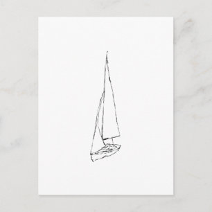 Segelbåt. Sketch i Black and White. Vykort
