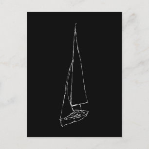 Segelbåt. Sketch i Black and White. Vykort