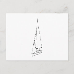 Segelbåt. Sketch i Black and White. Vykort