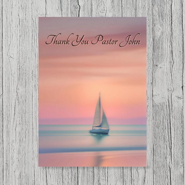 Segelbåt Solnedgång Pastor Tacksamhet  Tack Kort (Sailboat Sunset Pastor Appreciation Thank You Card)