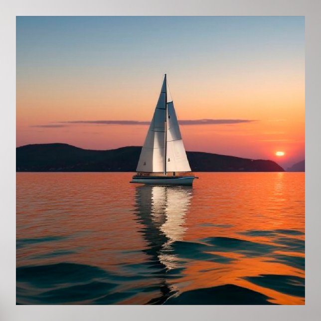 Segelbåt som glider på lugnt vatten poster (Framsidan)