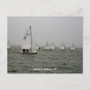 Segelbåt tävling vid Bellport Dock, Bellport NY Vykort