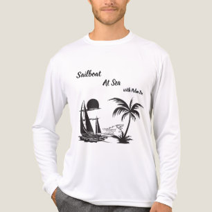 Segelbåt till sjöss med palmer – Tropisk strand T Shirt