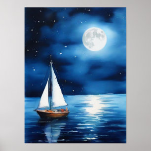 Segelbåt under full maskin poster