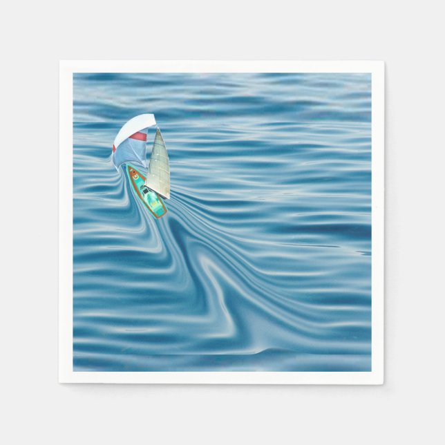 Segelbåt under fullt Sail och Spinnaker Pappersservett (Framsidan)