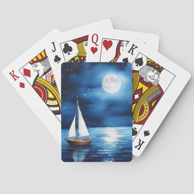 Segelbåt under hela månen Journal Casinokort (Baksidan)