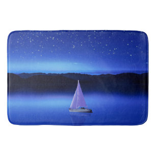 Segelbåt under Starry Night Himlar Badrumsmatta