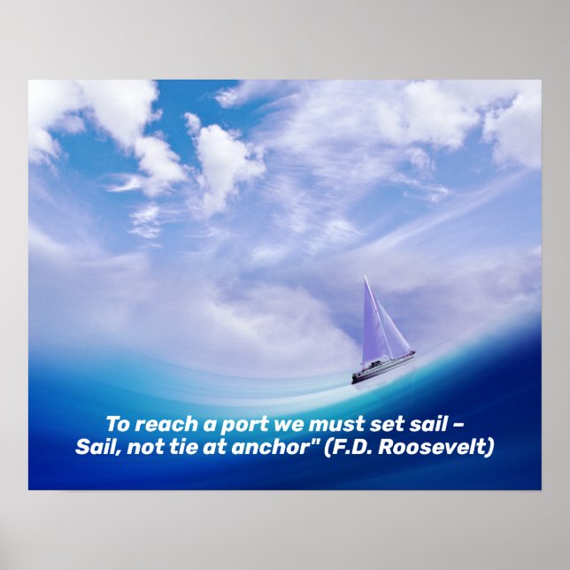 Segelbåt upp i en Epic-våg Poster (Framsidan)