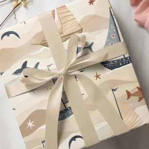 Segelbåt utan Mönster   Neutralt Tones Kids Presentpapper