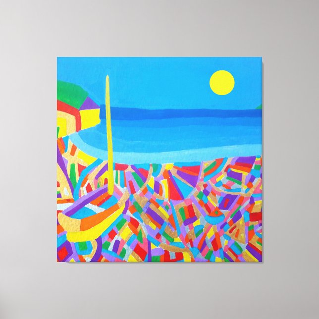 Segelbåt vid det havsbottnade Kanvastrycket Canvastryck (Framsida)