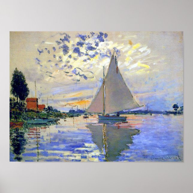 Segelbåt vid floden Seine Poster (Framsidan)