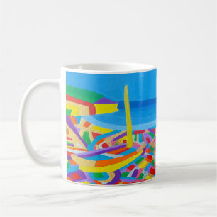 Segelbåt vid havet kaffemugg