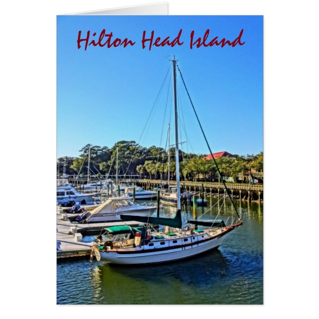 Segelbåt vid inkapslingskärlet Marina Hilton Head  OBS Kort (Framsidan)