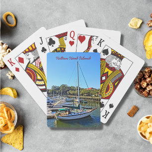 Segelbåt vid inkapslingskärlet Marina Hilton Head Spelkort